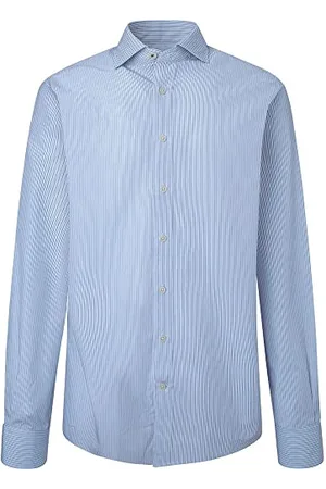 Hackett Herren Two Tone Pop Stripe Hemd, weiß/blau, S