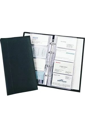 Alassio 44007 Visitenkarten Ringbuch aus feinem Leder, mit Register A-Z und Klarsichteinlagen für 120 Karten Visitenkartenhülle, 25 cm