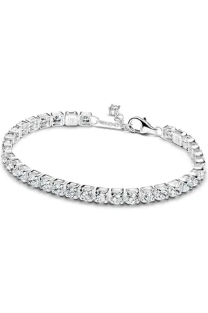 PANDORA Timeless Funkelndes aussdrucksstarkes Tennisarmband aus Sterling Silber mit künstlichen Kristallen, Größe: 20 cm, 593539C01-20