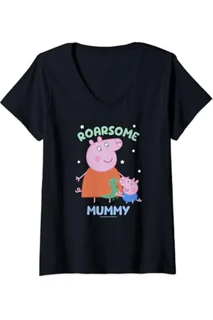 Peppa Pig Damen Peppa Wutz Roarsome Mummy T-Shirt mit V-Ausschnitt