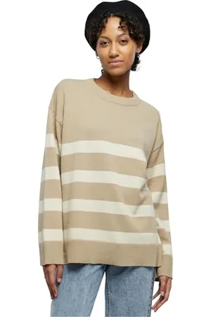 Urban classics Damen TB6106-Ladies Striped Knit Crew Sweater Sweatshirt, , XS