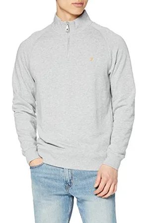 Farah Herren Jim 1/4 Zip Sweatshirt, Grey, Medium