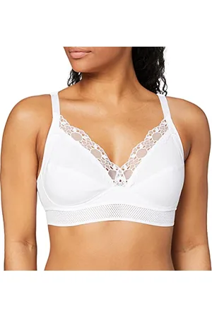 Playtex Bra Woman Feel Good Support Organic Cotton Non-Wire Bra x1, White, 80B