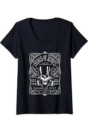 Guns N´Roses Offizielles Paradise City Label T-Shirt mit V-Ausschnitt