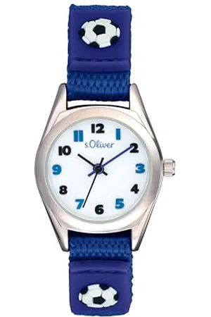 QS by s.Oliver Armbanduhr Jungen Kinder Quarzuhr Analog, mit Nylon Armband, Silber, 3 bar Wasserdicht, Kommt in Uhren Geschenk Box, 2036766