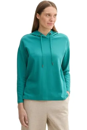 TOM TAILOR Damen 1044497 Sweatshirt mit Kapuze, 21178-Ever Green, 42