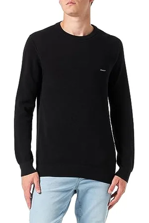 GANT Herren Cotton Pique C-Neck Pullover, Schwarz, XL EU