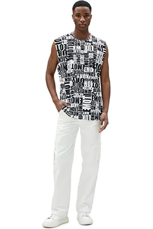 Koton Men Slogan Printed Tanktop Sleeveless Crew Neck