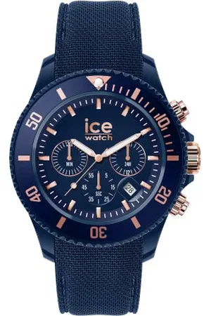 Ice-Watch ICE chrono Blue rose-gold - Blaue Herrenuhr mit Silikonarmband - Chrono - 020621 (Large)