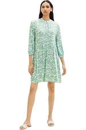 TOM TAILOR Damen 1035862 Kleid mit Muster & Knopfleiste, , 40