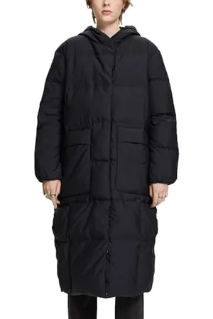 ESPRIT Steppmantel mit Kapuze, Schwarz
