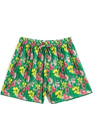Koton Girls Floral Pleated Shorts Bow-Tie Detail Elastic Waistband