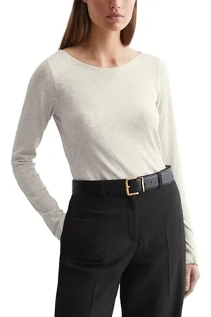Marc O’ Polo Marc OߴPolo Damen Langarmshirt aus Bio-Baumwolle Basic, Beige (Light Granite Melange), XL
