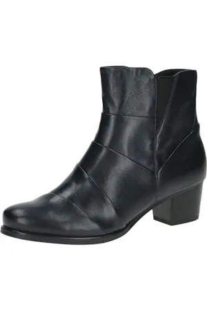 Caprice Damen Stiefeletten mit Absatz aus Leder mit Reißverschluss, Blau , 41 EU
