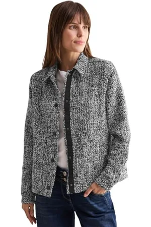 CECIL Damen B212403 Gemustertes Overshirt, Black, M