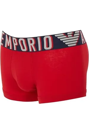 Emporio Armani Herren Stretch Cotton Megalogo Trunks, RED, XL