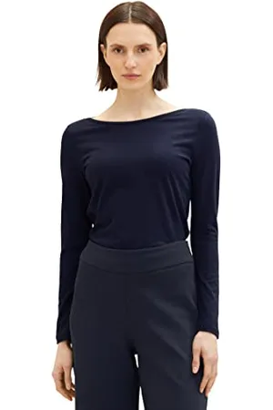 TOM TAILOR Damen 1038922 Basic Langarmshirt, 10668-sky Captain Blue, XL