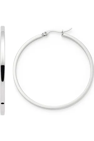 Leonardo Leonardo Jewels Creole Marli, 1 Paar Hoop Ohrringe aus Edelstahl, silberfarben, 5 cm Durchmesser, Klapp-Bügel-Verschuss, Geschenk Schmuck, 023575