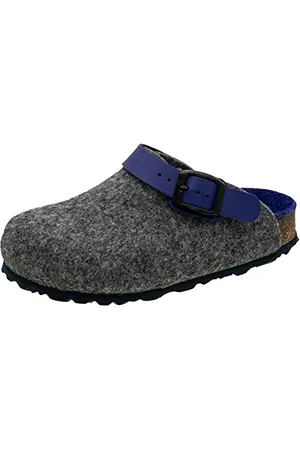 Fischer Unisex - Kinder Pantoletten, Jungen,Mädchen Pantoletten,Filz-Hausschuhe,Freizeitschuhe,junior,Slipper,Grau,30 EU / 12 UK