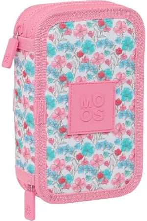 Safta Moos FLORES Schulmäppchen für Kinder, , mit 28 nützlichen Utensilien, ideal für Kinder von 5 bis 14 Jahren, bequem und vielseitig, Qualität und Widerstandsfähigkeit, 12,5 x 4 x 19,5 cm