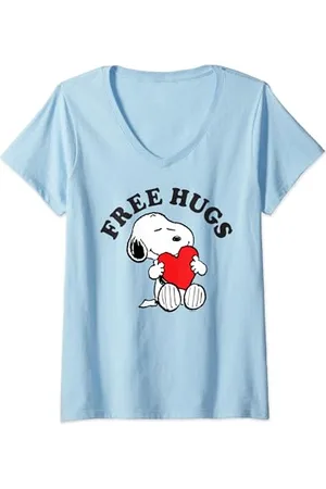 Peanuts Valentine Free Snoopy Hugs T-Shirt mit V-Ausschnitt