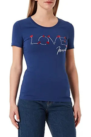 Moschino Womens Tight Fitting T-Shirt, Blue, 40