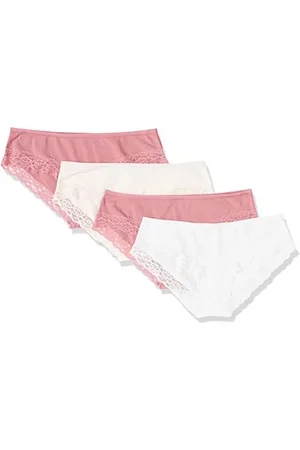 Amazon Damen Hipster-Unterwäsche Baumwolle und Spitze, 4er-Pack, , 44
