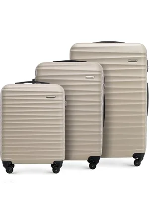 Wittchen Reisekoffer 3er Koffer-Set Rollkoffer Trolley Handgepäck Reisekofferset Gepäckset Hartschale aus ABS mit 4 Spinner-Rollen Zahlenschloss Teleskopgriff Groove Line