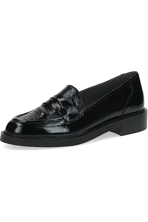 Caprice Damen Loafer ohne Absatz Airmotion Lack mit Blockabsatz Weite G, Schwarz , 37.5 EU