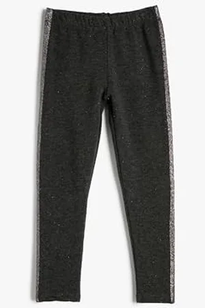 Koton Girls Leggings Elastic Waist Side Strap Glitter Detail