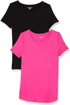 Amazon Damen Tunika mit U-Ausschnitt und Kurzen Ärmeln, 2er-Pack, , XXL