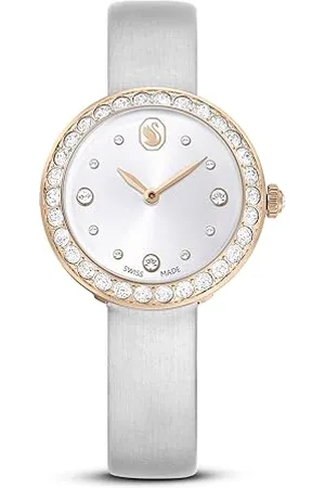 Swarovski Matrix Tennis Uhr, Schweizer Produktion, Lederarmband, , Roségoldfarbenes Finish, Einheitsgröße