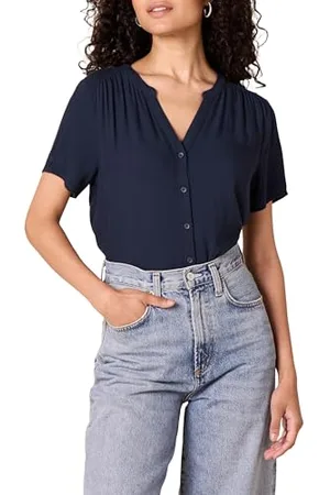 Amazon Damen Kurzärmlige Webbluse Mit Lockerer Passform, , XL