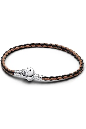 PANDORA Moments Disney Der König der Löwen Verschluss Geflochtenes Lederarmband, Kompatibel Moments, Größe: 19 cm, 593361C01-S2