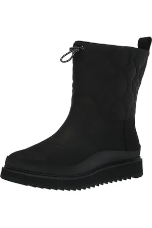 TOMS Damen Makenna Schneestiefel, Schwarzes, schwarzes Leder und gerippt, 35.5 EU
