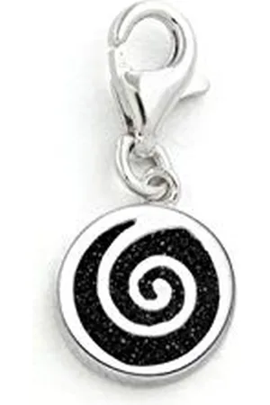 DUR Einzel Charm-Anhänger Spirale für Damen aus 925er Sterling-Silber mit Lavasand in der Farbe , Maße: 2,5x10 cm, F157.SPIRALE