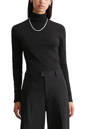 Marc O’ Polo Marc OߴPolo Denim Damen Langarmshirt mit Stretch-Anteil mit Kapuze, Schwarz (Black), XL