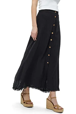 DESIRES DamenRock mit hoher Taille, knöchelhoch, Buttondown, Schwarz, S