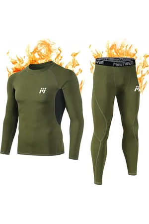 MEETWEE Thermounterwäsche Funktionsunterwäsche Herren, Skiunterwäsche Winter Suit Atmungsaktiv Lange Thermo Unterwäsche Set Thermowäsche Unterhemd + Unterhose- -M