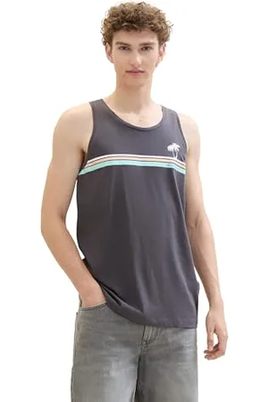 TOM TAILOR Herren Sommer Tanktop mit Logo-Print, , XXL