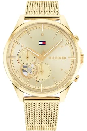 Tommy Hilfiger Multi Zifferblatt Quarz Uhr für Damen mit Goldfarben Edelstahl-Mesh-Gliederarmband - 1782417