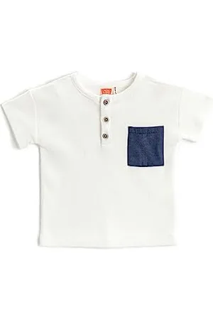 Koton Babyboy Textured Short Sleeve T-Shirt Pocket and Button Detail Cotton