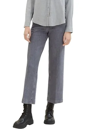 TOM TAILOR Damen High Waist Culotte Jeans mit weitem Bein, grey denim, 25/28