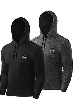 MEETWEE Sportshirt Herren, Laufshirt Langarm Funktionsshirt Atmungsaktiv Sports Shirt Trainingsshirt Männer Fitnessshirt mit Kapuze für Laufen Jogging Gym
