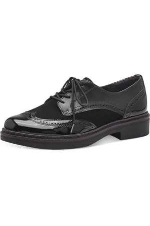 Tamaris Comfort Damen Schnürschuhe mit Blockabsatz Elegant, Schwarz (Schwarz Kombi), 37 EU