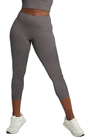 Hanes Damen Caprihose aus Stretch-Jersey Leggings, Dunkelgrau meliert, X-Groß