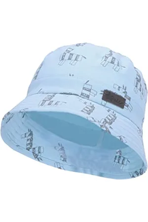 Sterntaler Baby Jungen Hut Baby Fischerhut Zebra - Baby Hut, Kopfbedeckung Baby Sommer, Sommerhut Baby - aus Baumwolle - hellblau, 45