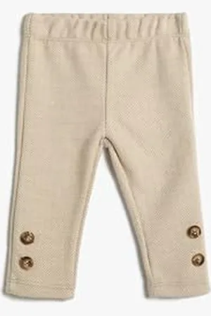 Koton Babygirl Leggings Button Detail Soft Touch Elastic Waistband