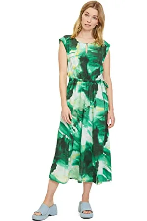 Cartoon Damen Sommerkleid mit Muster Green/Green,36