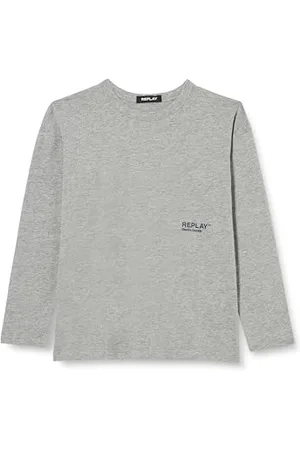 Replay Jungen Langarmshirt aus Baumwolle mit Logo Tiger Print, (Grau), 6 Jahre